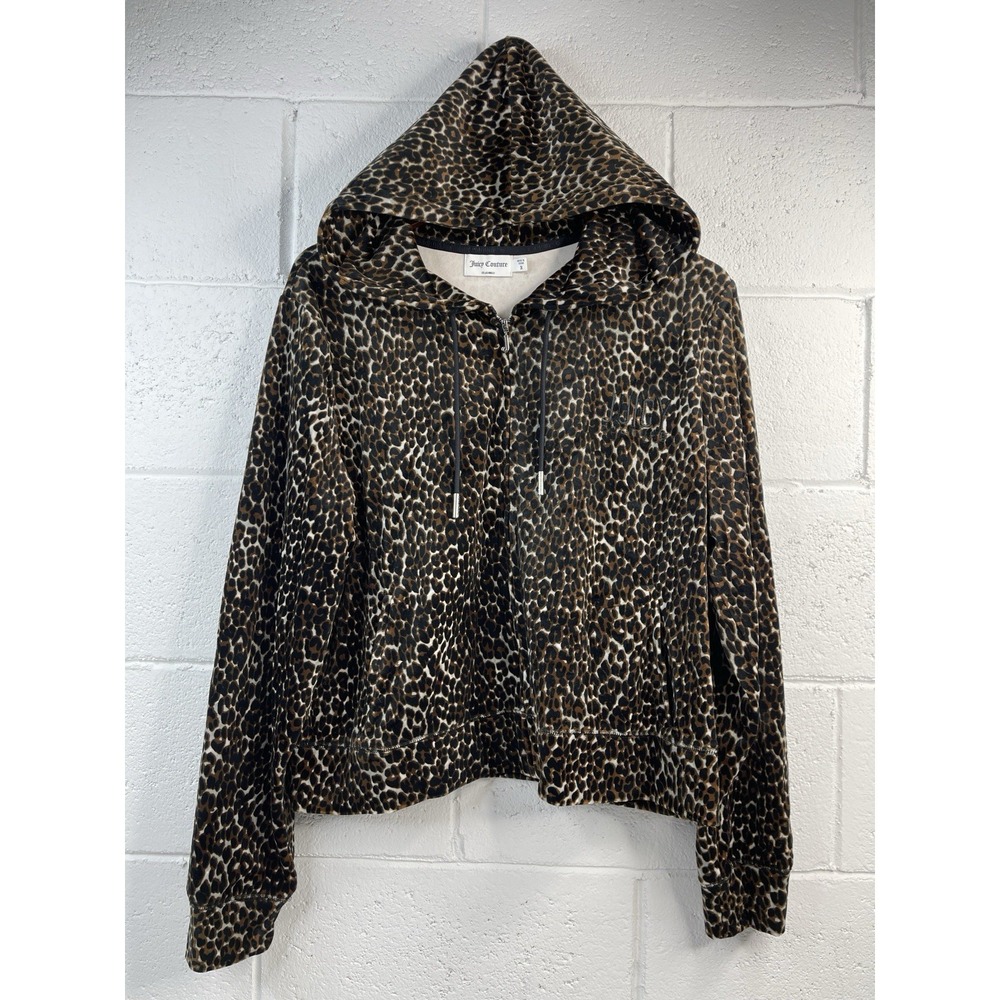 Juicy Couture Leopard Velour Jacket Women's‎ Size XL Brown/Black